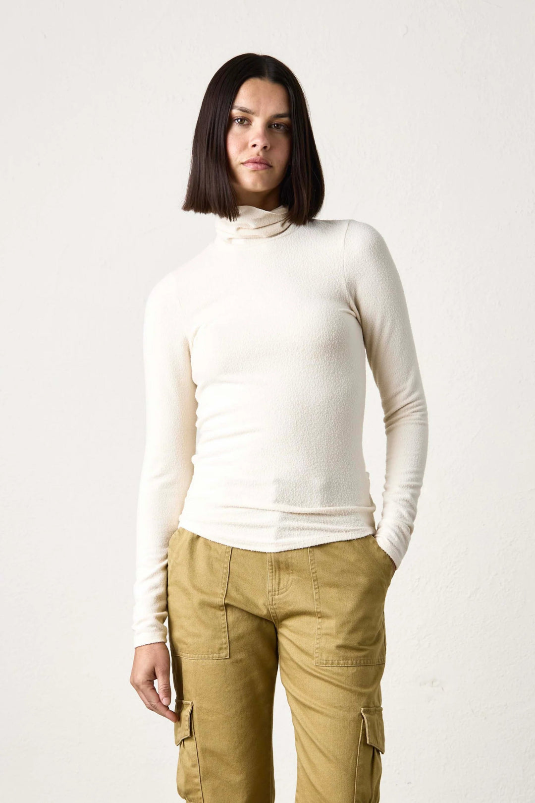 NSF - Lani Plush Fitted Turtleneck in Ivory - Kalifornia Jean Bar