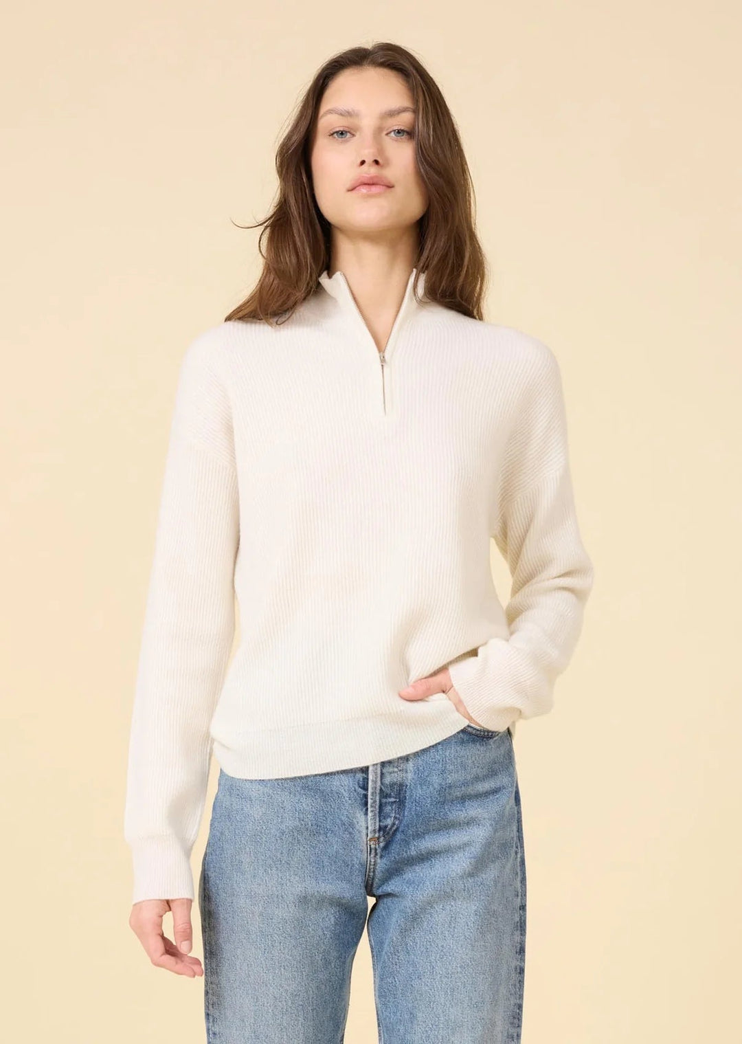 One Grey Day - Ivory Colorado Half Zip - Kalifornia Jean Bar