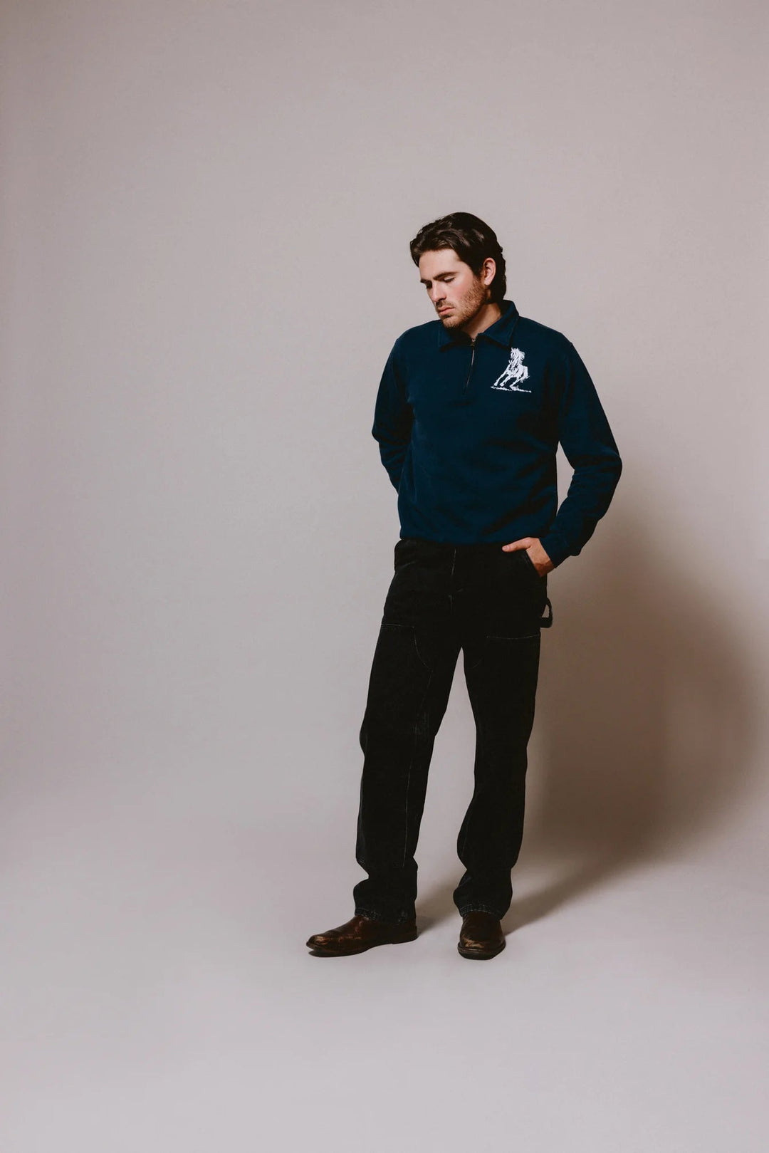 One of These Days - Running Horse Navy Quarter Zip - Kalifornia Jean Bar