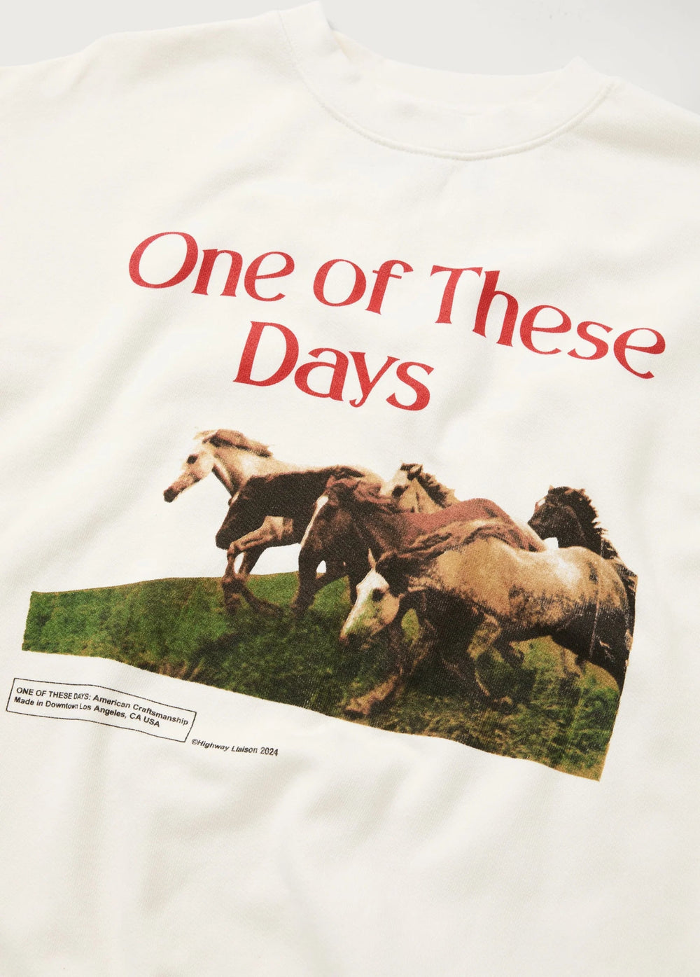 One of These Days - Wild Horses Crewneck in Bone - Kalifornia Jean Bar