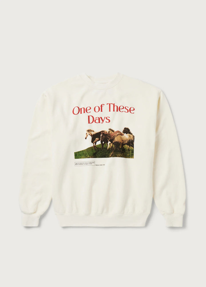 One of These Days - Wild Horses Crewneck in Bone - Kalifornia Jean Bar