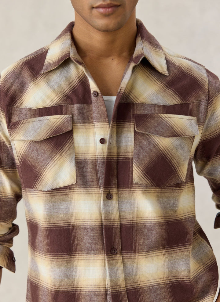 Percival - Ashe Regular Check Shirt - Brown Check - Kalifornia Jean Bar