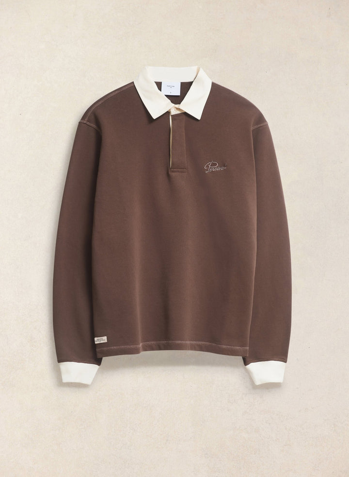 Percival - Brown Editor Embroidered Rugby Polo - Kalifornia Jean Bar