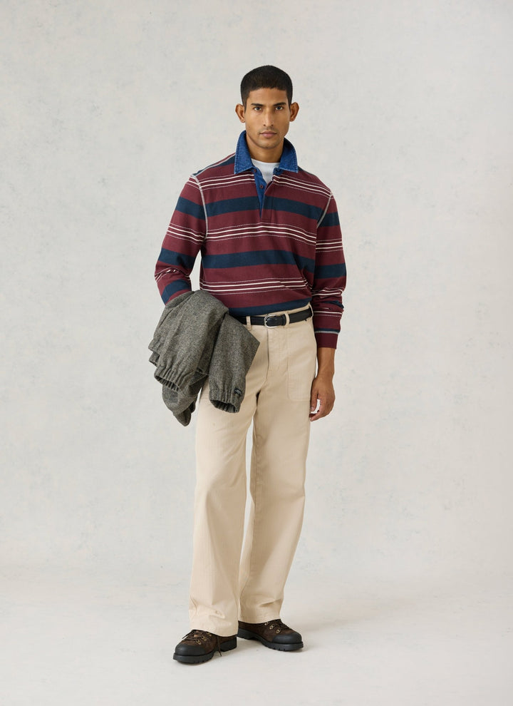 Percival - Dennis Denim Collar Rugby - Burgundy Stripe - Kalifornia Jean Bar
