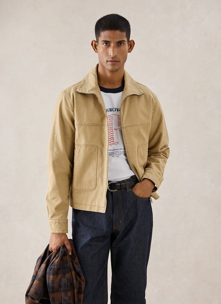 Percival - Jackson Canvas Boxy Harrington Jacket - Cream - Kalifornia Jean Bar