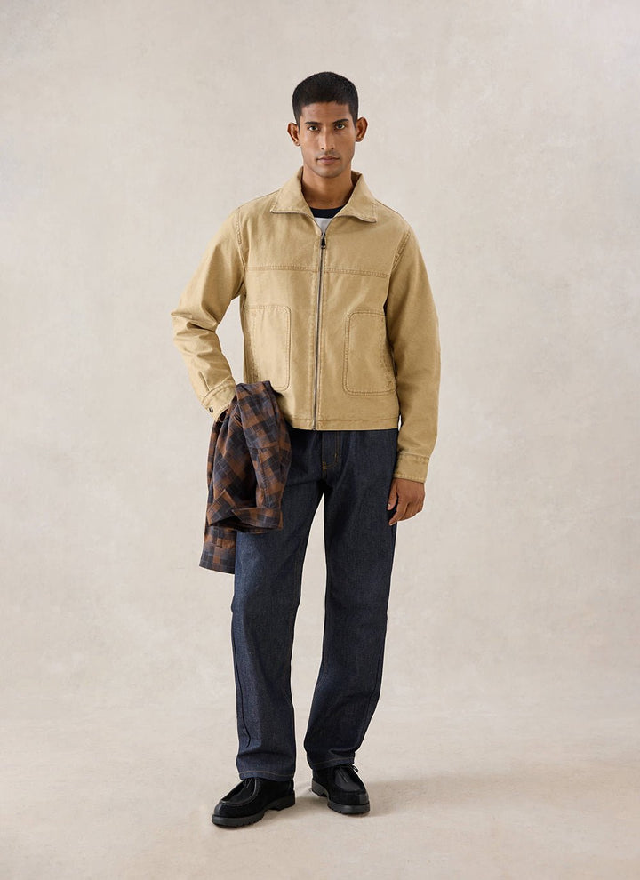 Percival - Jackson Canvas Boxy Harrington Jacket - Cream - Kalifornia Jean Bar