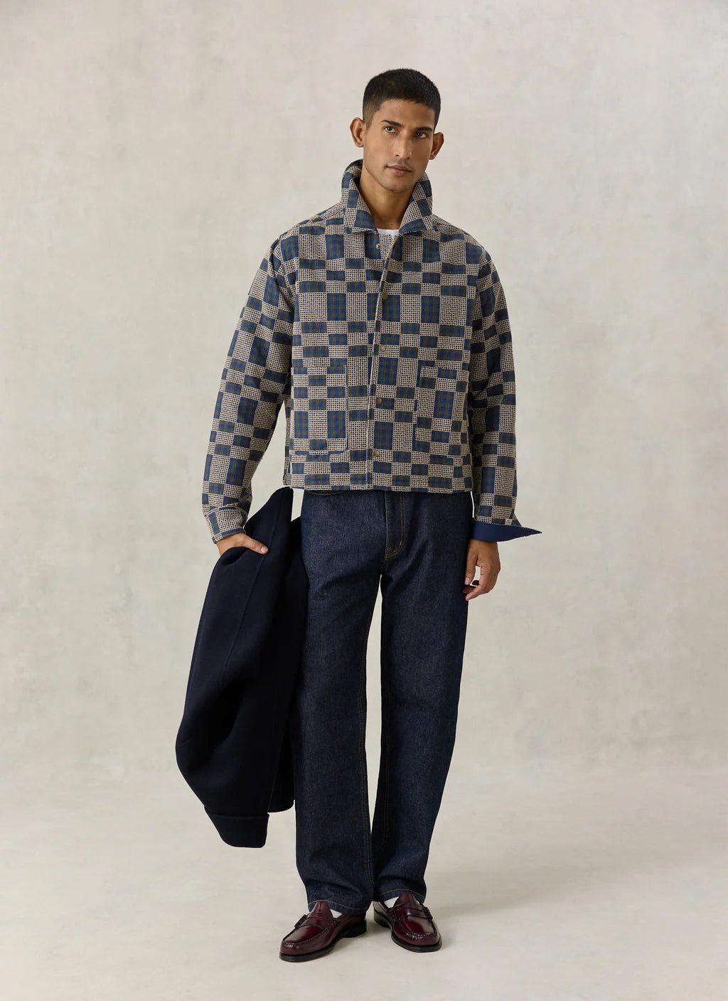 Percival - Wallis Overshirt - Navy Grid Check - Kalifornia Jean Bar