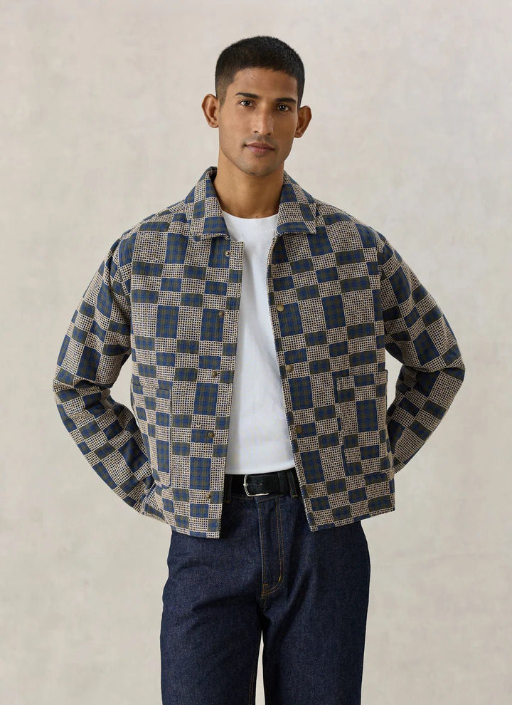 Percival - Wallis Overshirt - Navy Grid Check - Kalifornia Jean Bar
