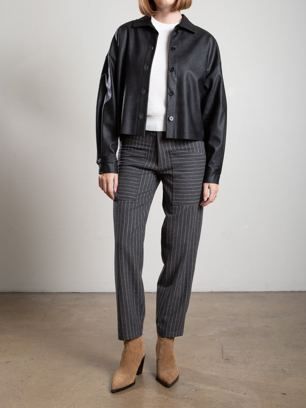Pharoah - Ezra Pant in Wool Pinstripe Harbor - Kalifornia Jean Bar