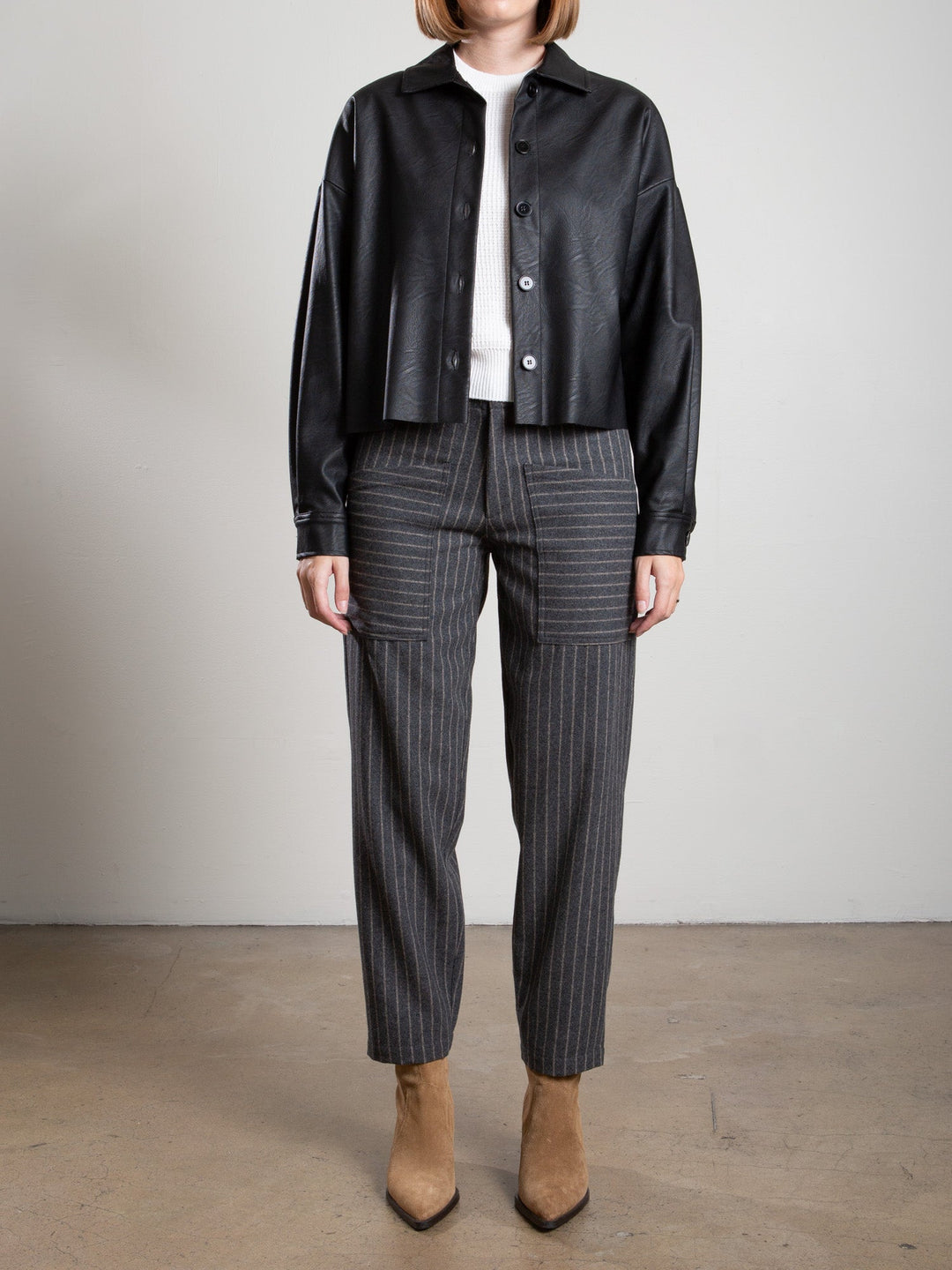 Pharoah - Ezra Pant in Wool Pinstripe Harbor - Kalifornia Jean Bar