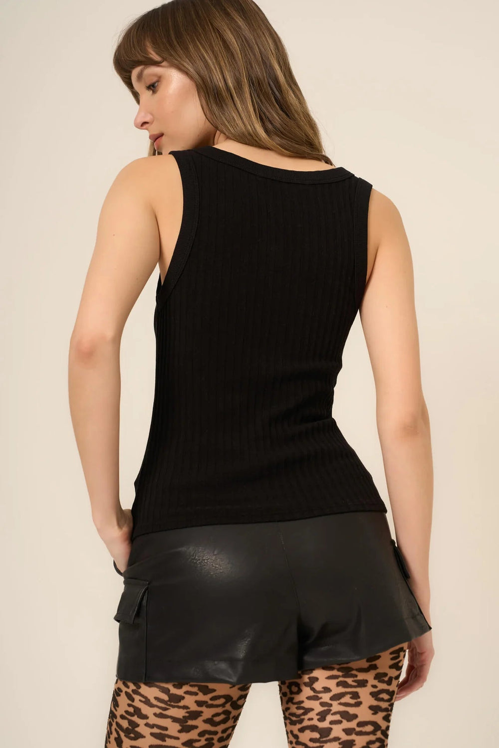Project Social T - Cooper Rib Sweater Tank in Black - Kalifornia Jean Bar