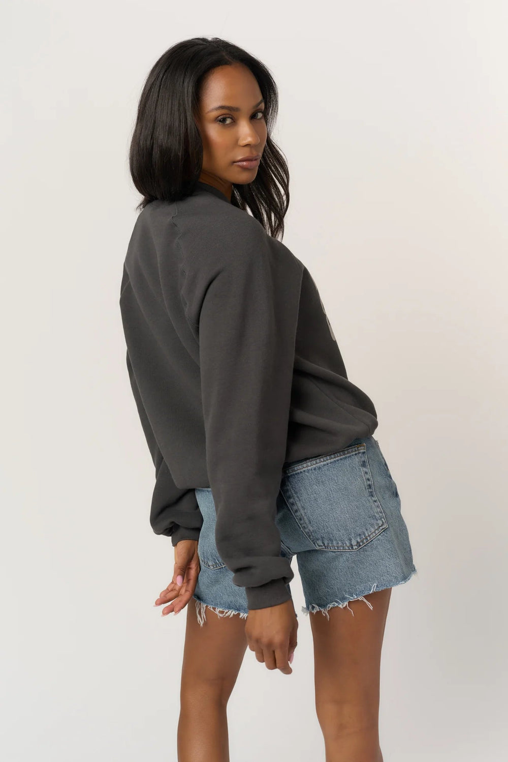 Project Social T - Love & Music Sweatshirt in Washed Black - Kalifornia Jean Bar