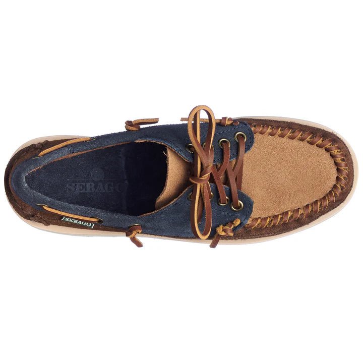Sebago - Navy Cognac Cayuga Woman's Moccasin - Kalifornia Jean Bar