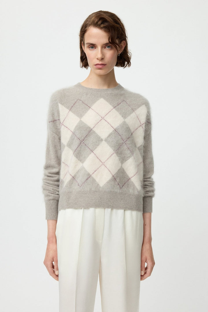 Soft Goat - Argyle Crewneck Greige - Kalifornia Jean Bar