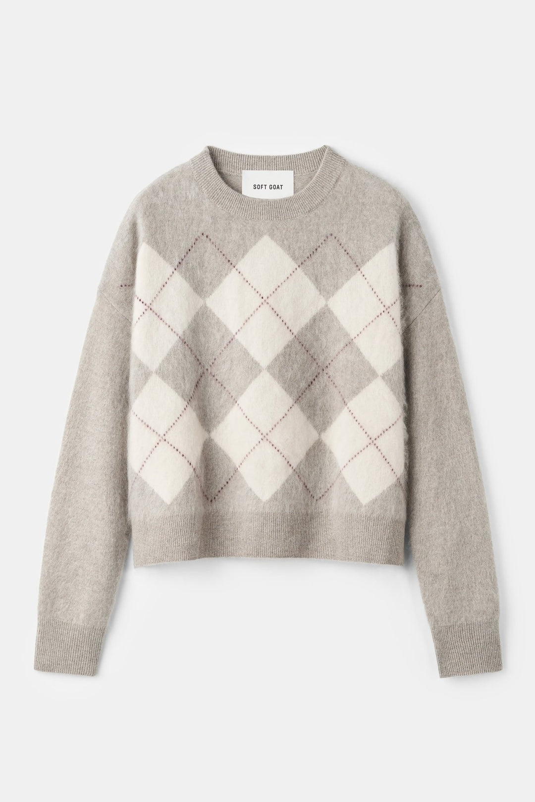 Soft Goat - Argyle Crewneck Greige - Kalifornia Jean Bar