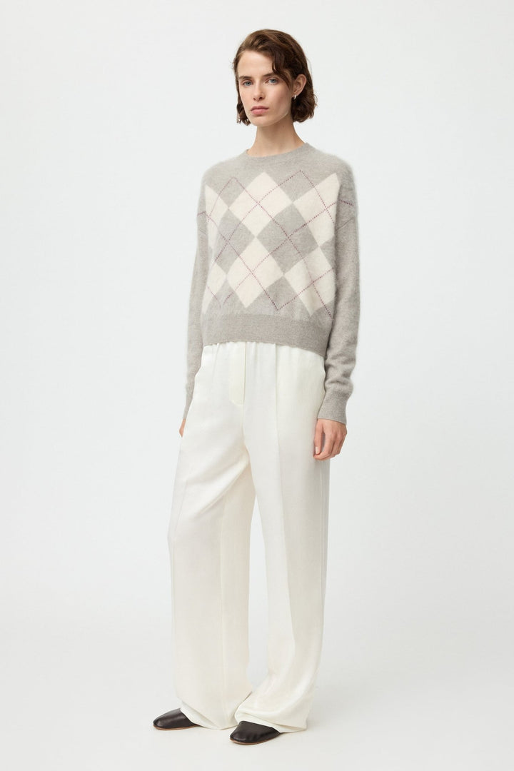Soft Goat - Argyle Crewneck Greige - Kalifornia Jean Bar