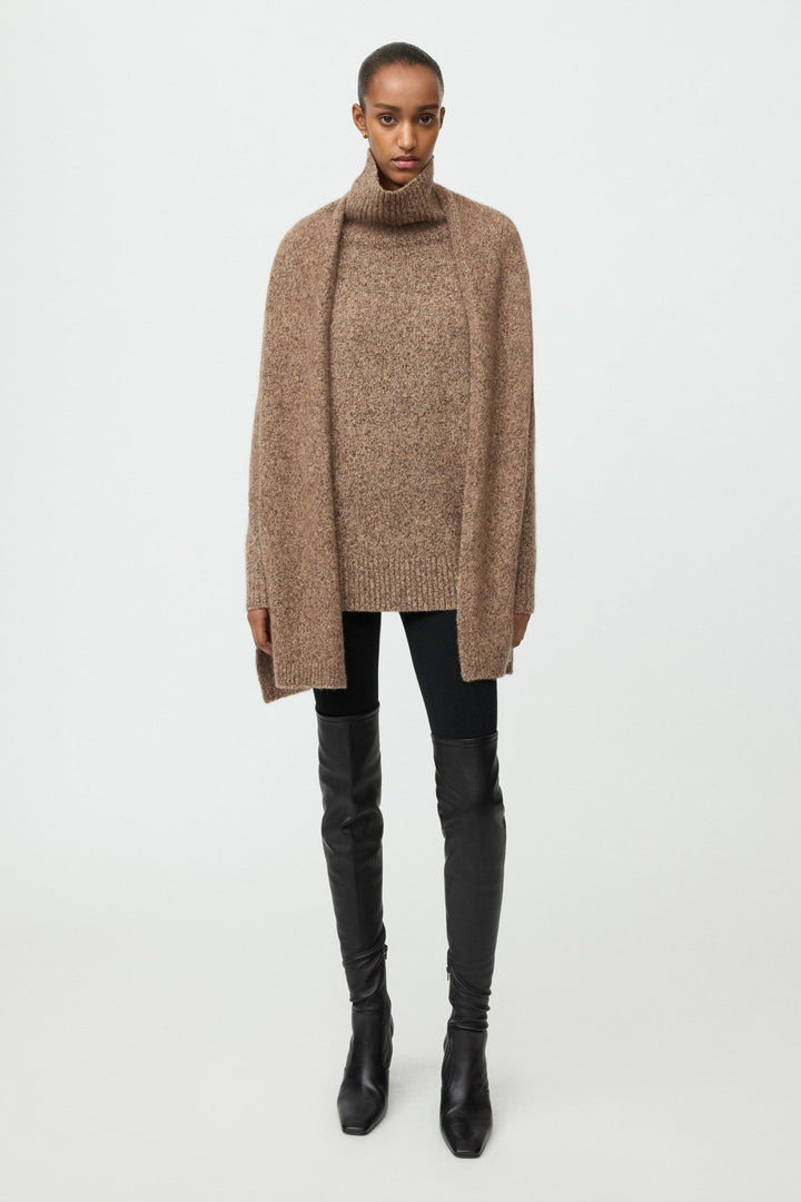 Soft Goat - Marled Relaxed Fit Turtleneck Brown Melange - Kalifornia Jean Bar