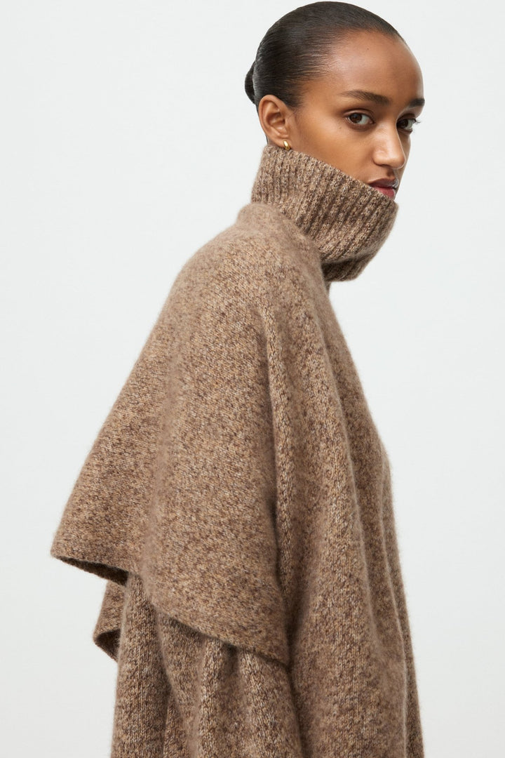 Soft Goat - Marled Relaxed Fit Turtleneck Brown Melange - Kalifornia Jean Bar