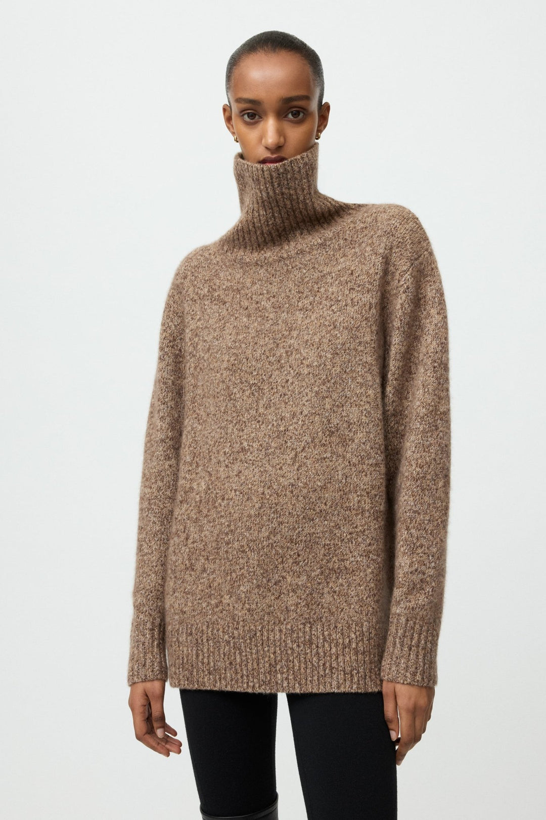 Soft Goat - Marled Relaxed Fit Turtleneck Brown Melange - Kalifornia Jean Bar