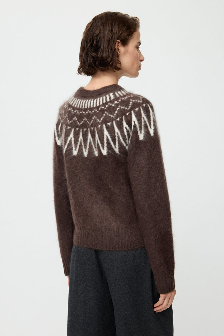Soft Goat - Mocha Brushed Fair Isle Crewneck - Kalifornia Jean Bar