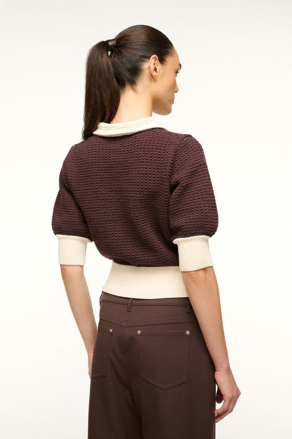 Staud - Dark Chocolate Altea Sweater Waffle Knit - Kalifornia Jean Bar