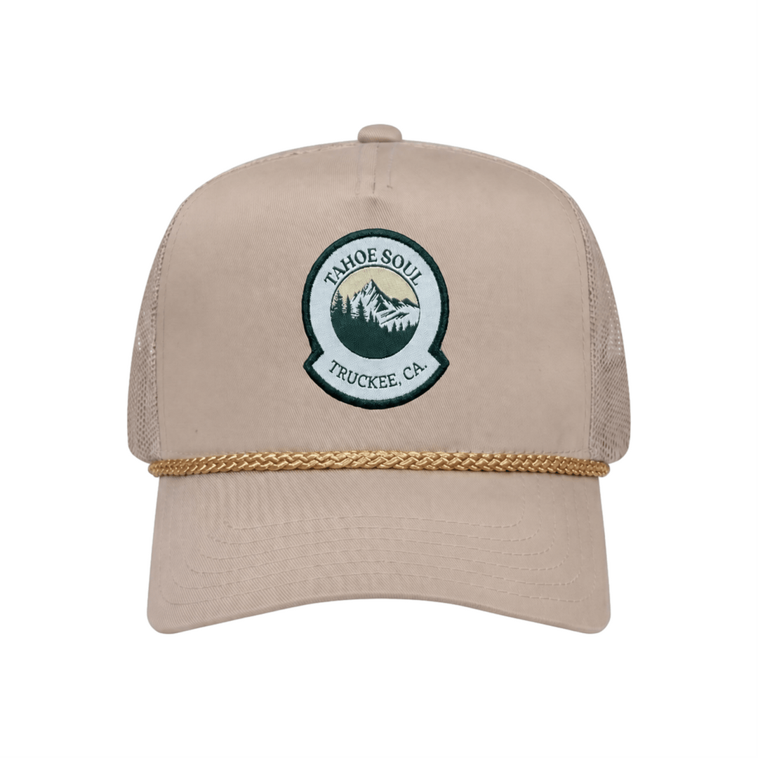 Tahoe Soul - Natural Mountainscape Rope Trucker Hat - Kalifornia Jean Bar