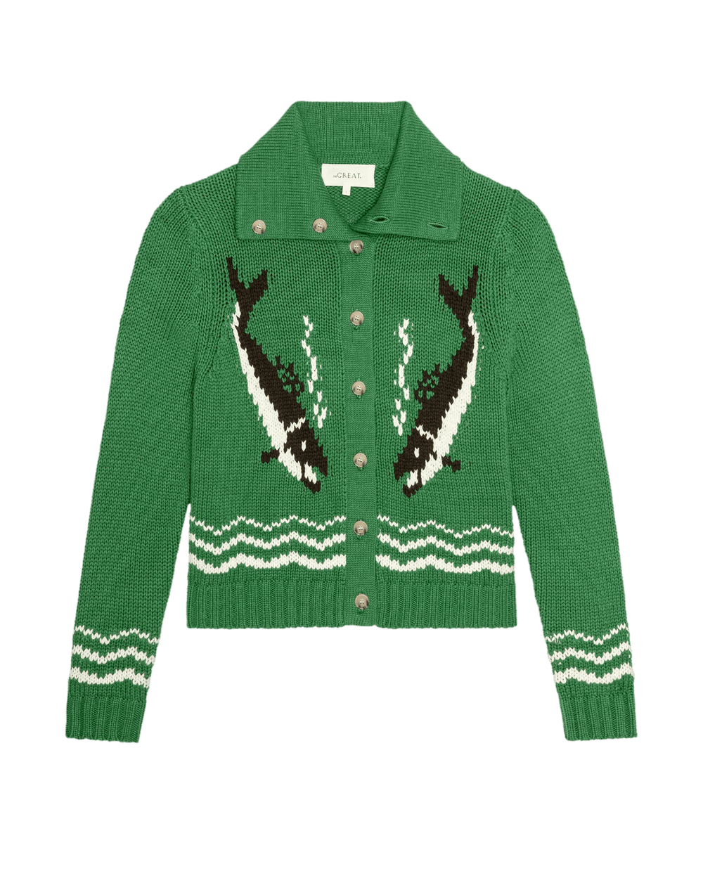 The Great - Bass Cardigan in Grove - Kalifornia Jean Bar