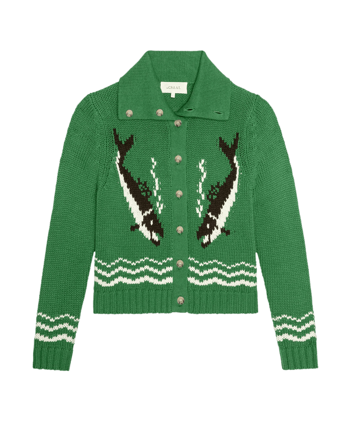 The Great - Bass Cardigan in Grove - Kalifornia Jean Bar