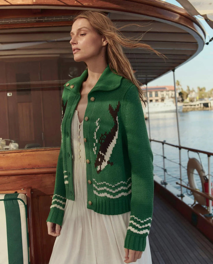 The Great - Bass Cardigan in Grove - Kalifornia Jean Bar