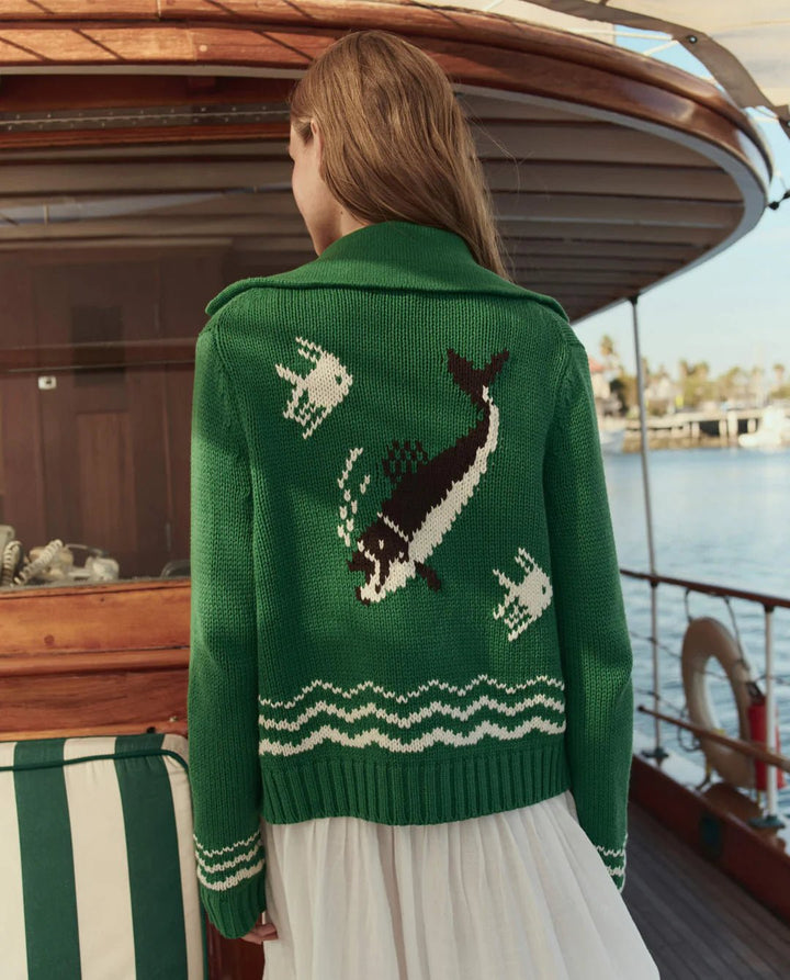 The Great - Bass Cardigan in Grove - Kalifornia Jean Bar