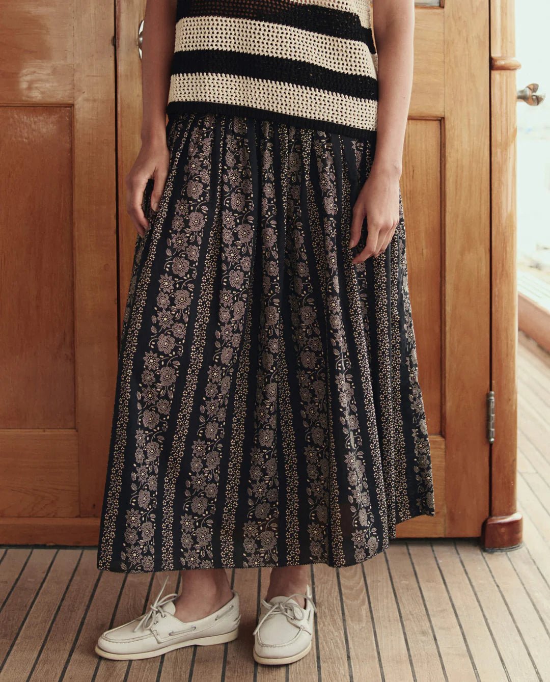 The Great - Canary Skirt Black Cream Token Floral - Kalifornia Jean Bar