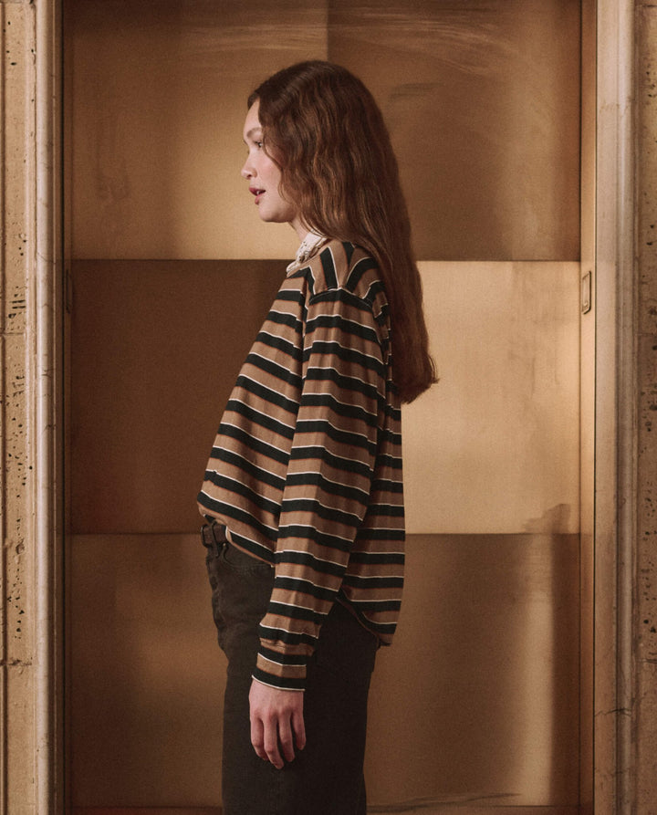 THE GREAT. - Cigar Stripe Long Sleeve Relaxed Crew - Kalifornia Jean Bar