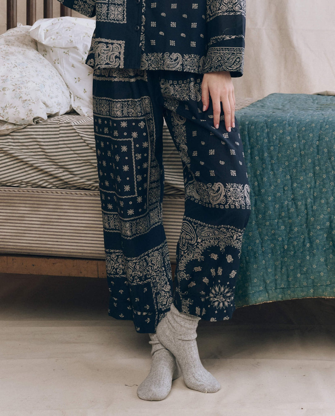 The Great - Easy Sleep Pant in Bandana Patchwork - Kalifornia Jean Bar