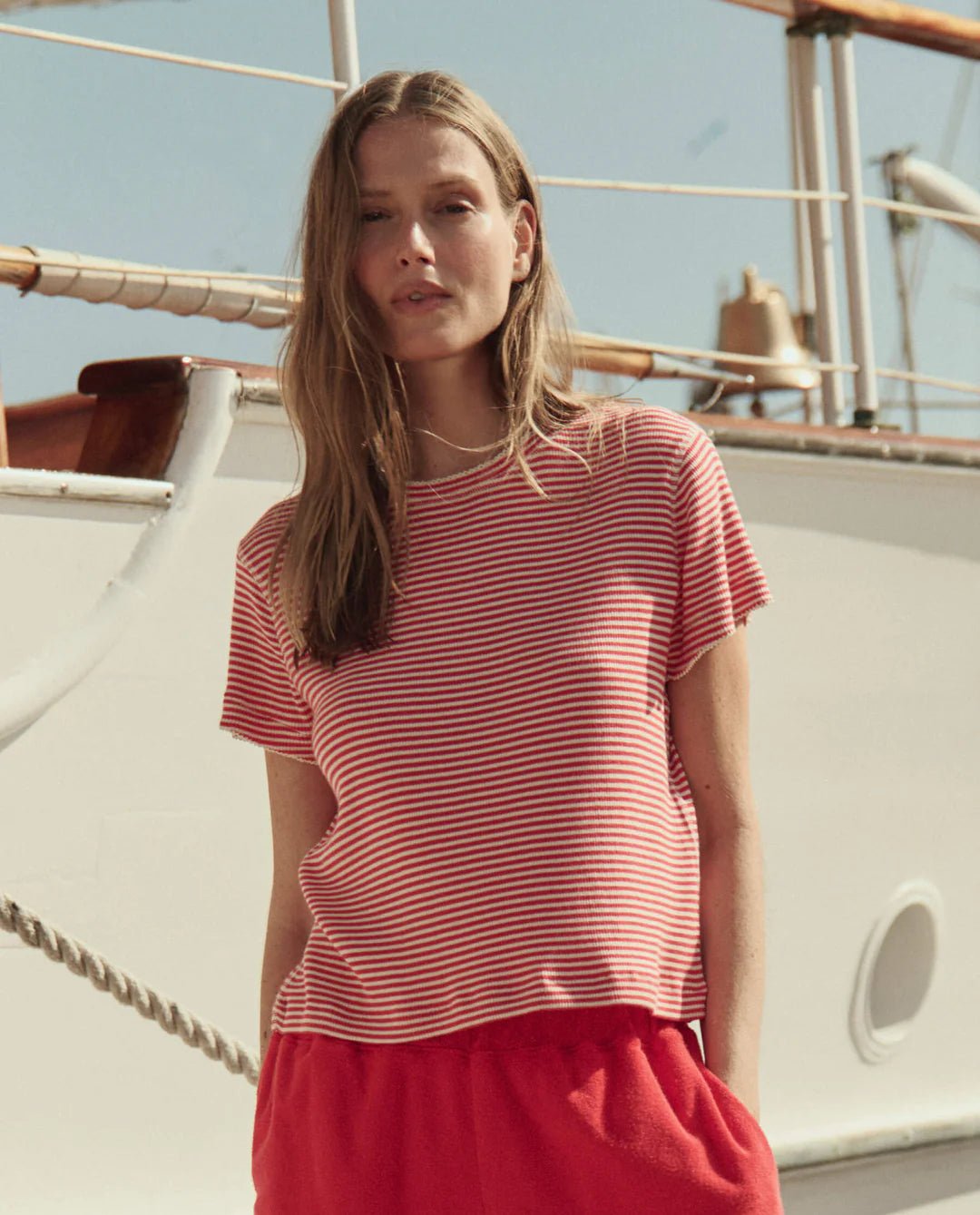 The Great - Little Tee Pimento Stripe - Kalifornia Jean Bar