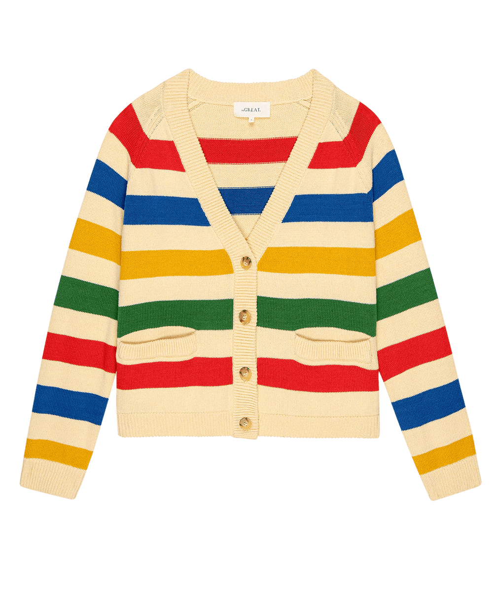 THE GREAT - Multi Range Stripe Varsity Cardigan - Kalifornia Jean Bar