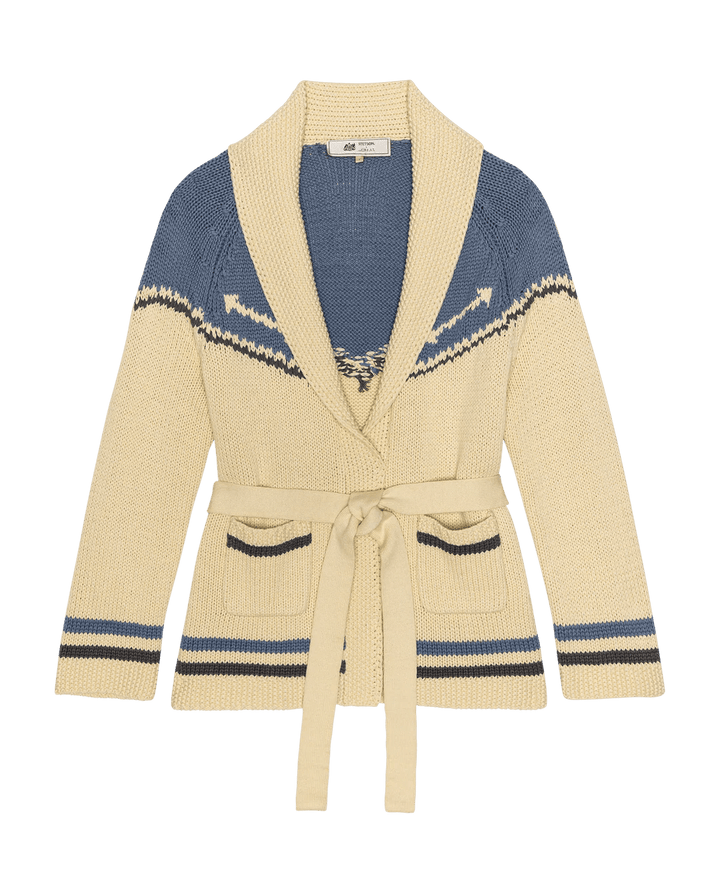 The Great - Robin Blue Stetson Western Riding Cardigan Sweater - Kalifornia Jean Bar