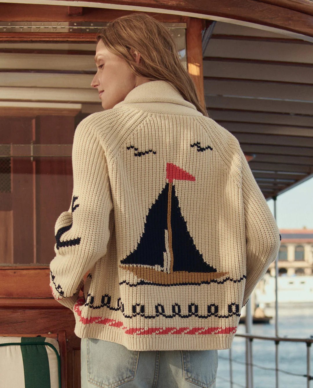 The Great - Sailboat Lodge Cardigan Cream - Kalifornia Jean Bar