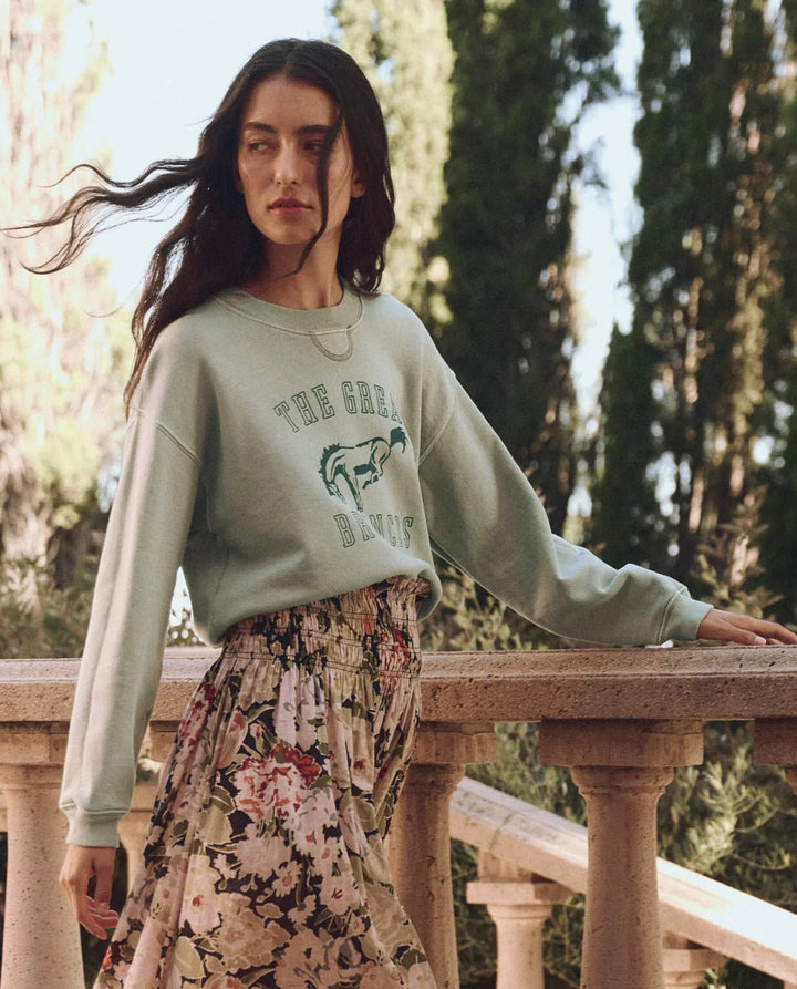 The Great - Smoke Green Bucking Bronco League Sweatshirt - Kalifornia Jean Bar