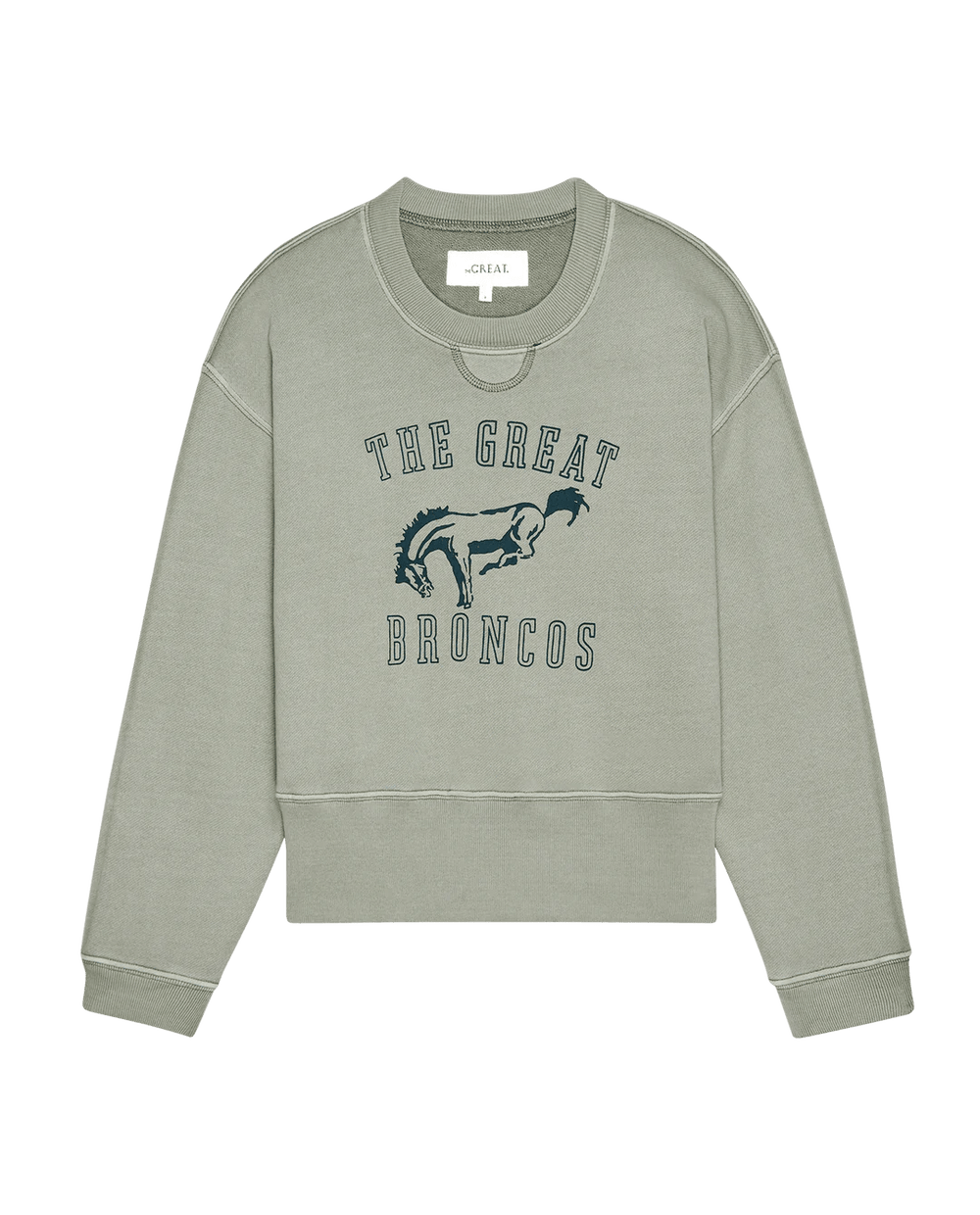 The Great - Smoke Green Bucking Bronco League Sweatshirt - Kalifornia Jean Bar