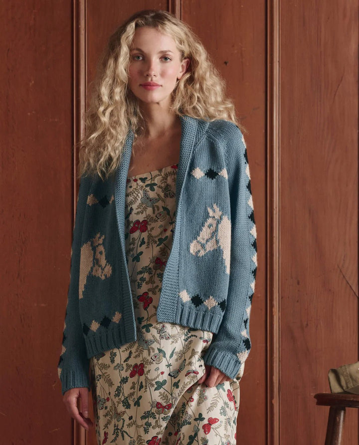 The Great - Stable Lodge Cardigan Blue Bell - Kalifornia Jean Bar