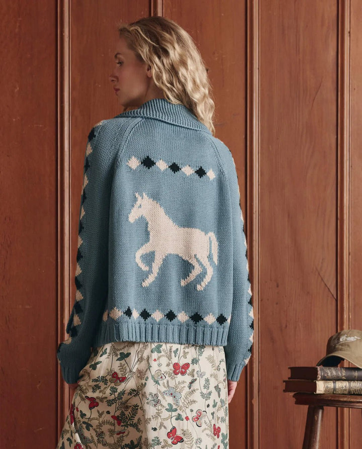 The Great - Stable Lodge Cardigan Blue Bell - Kalifornia Jean Bar