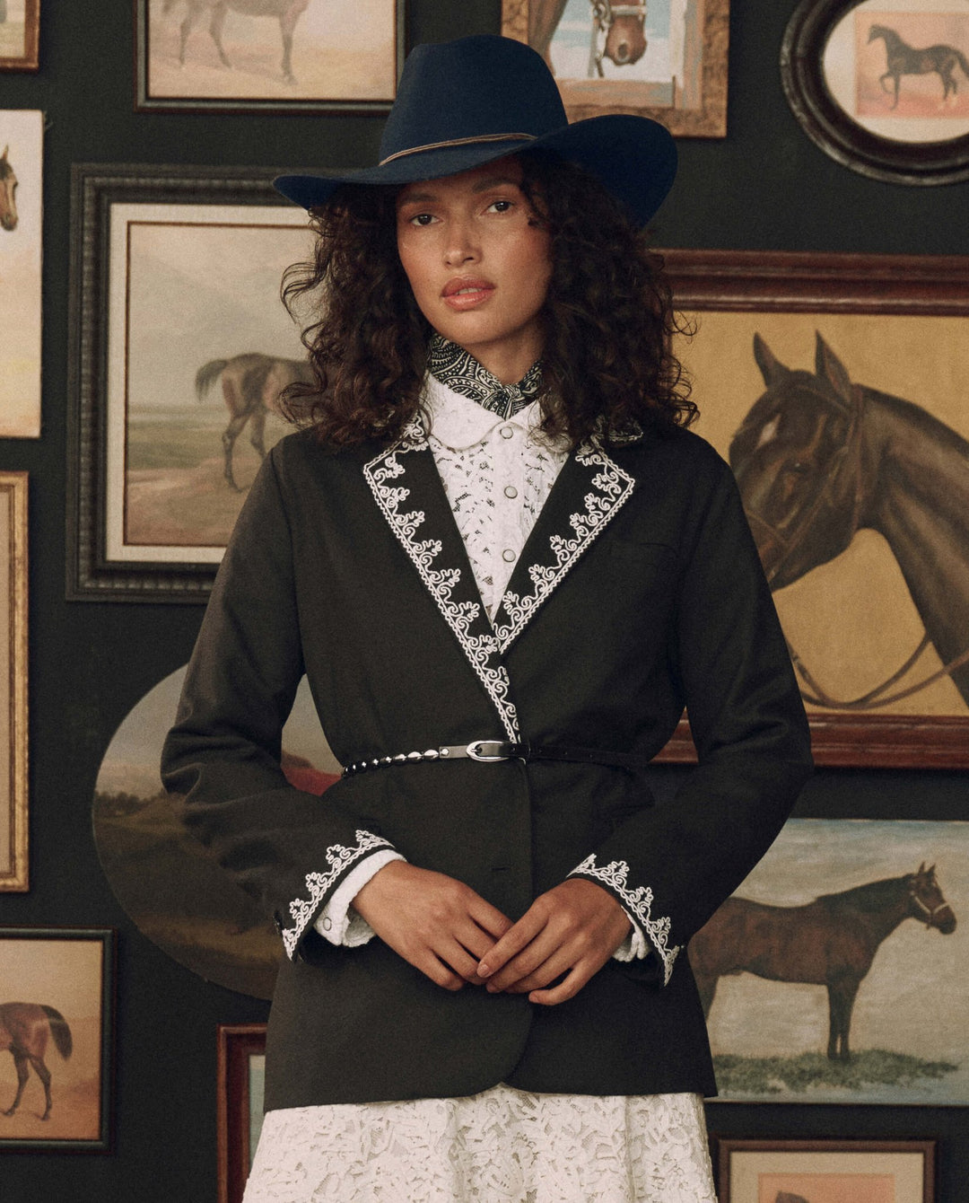 The Great - Stetson Beaded Belt Black w/Silver - Kalifornia Jean Bar