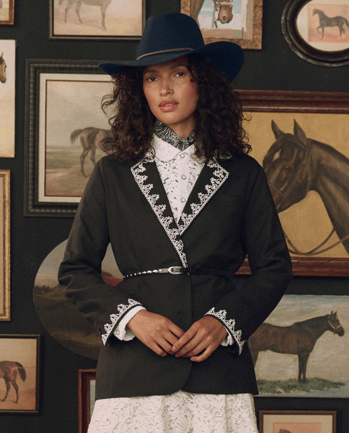 The Great - Stetson Beaded Belt Black w/Silver - Kalifornia Jean Bar