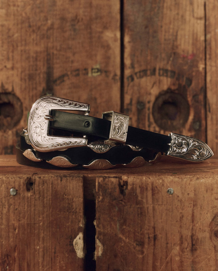 The Great - Stetson Western Hardware Belt Black Silver - Kalifornia Jean Bar