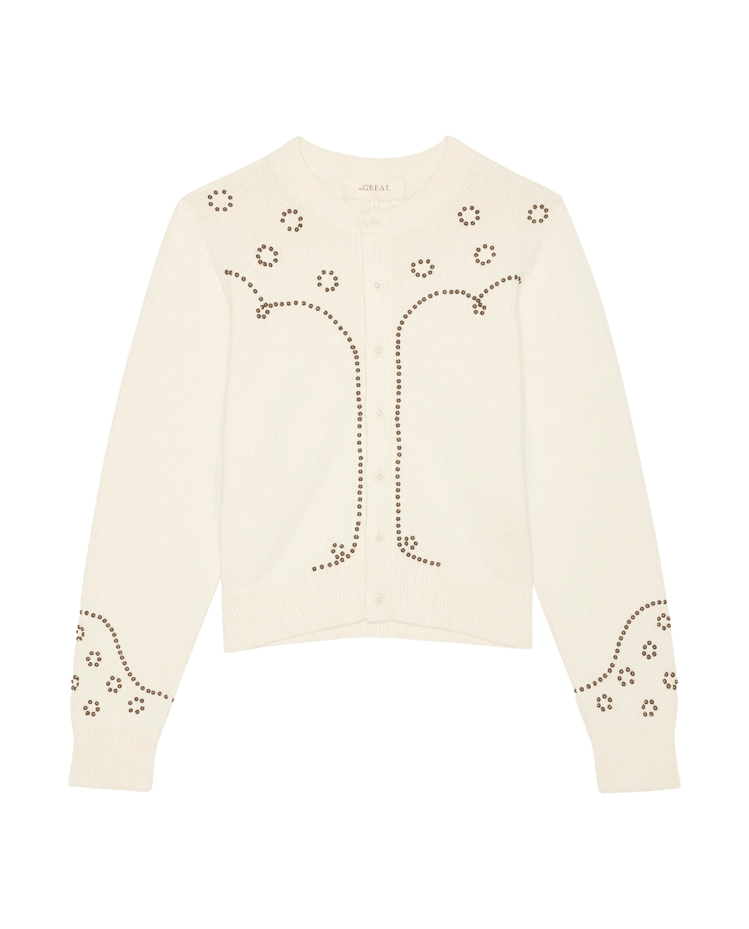 The Great - Studded Cardigan in Natural - Kalifornia Jean Bar