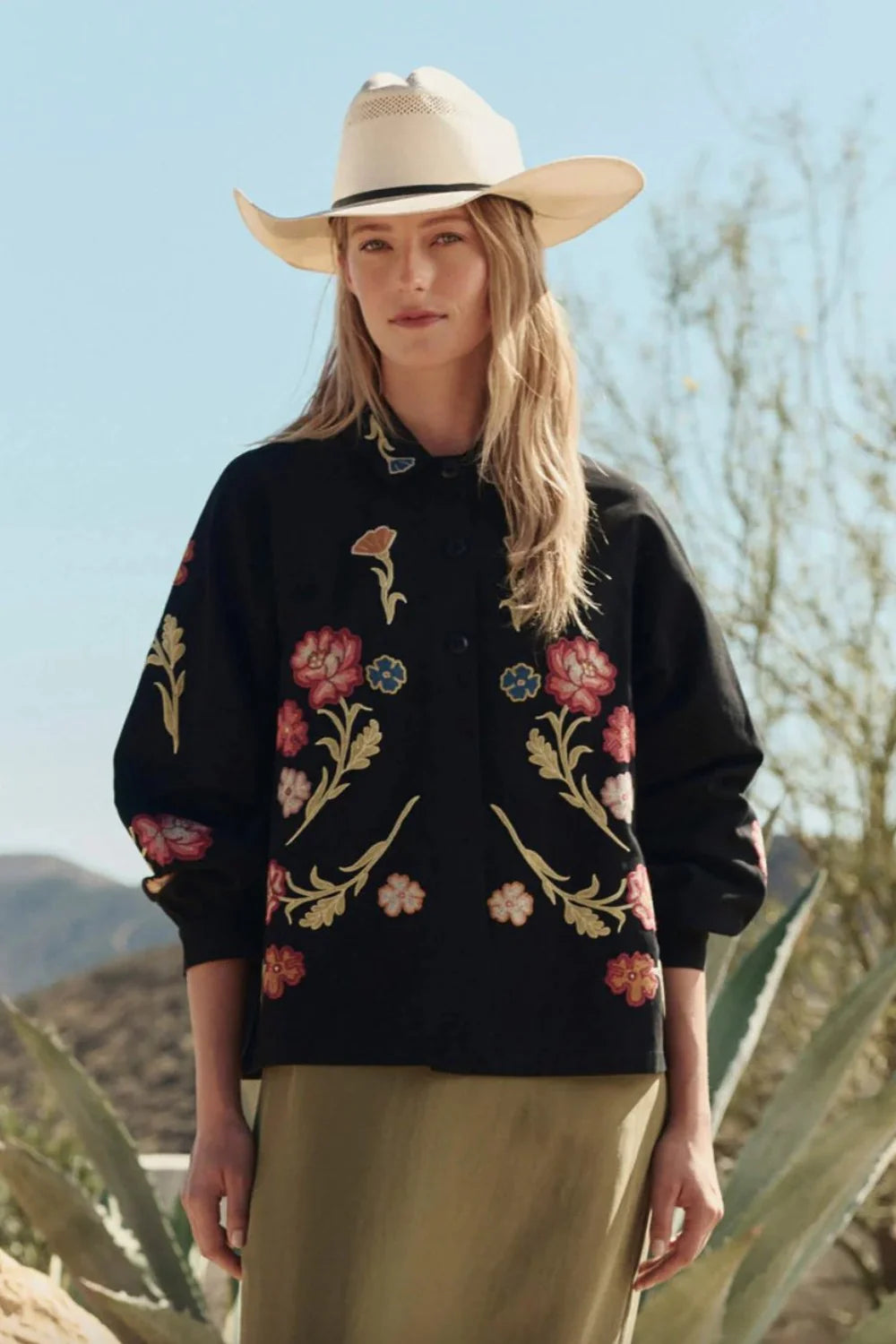 The Great - Almost Black Embroidered Commodore Jacket