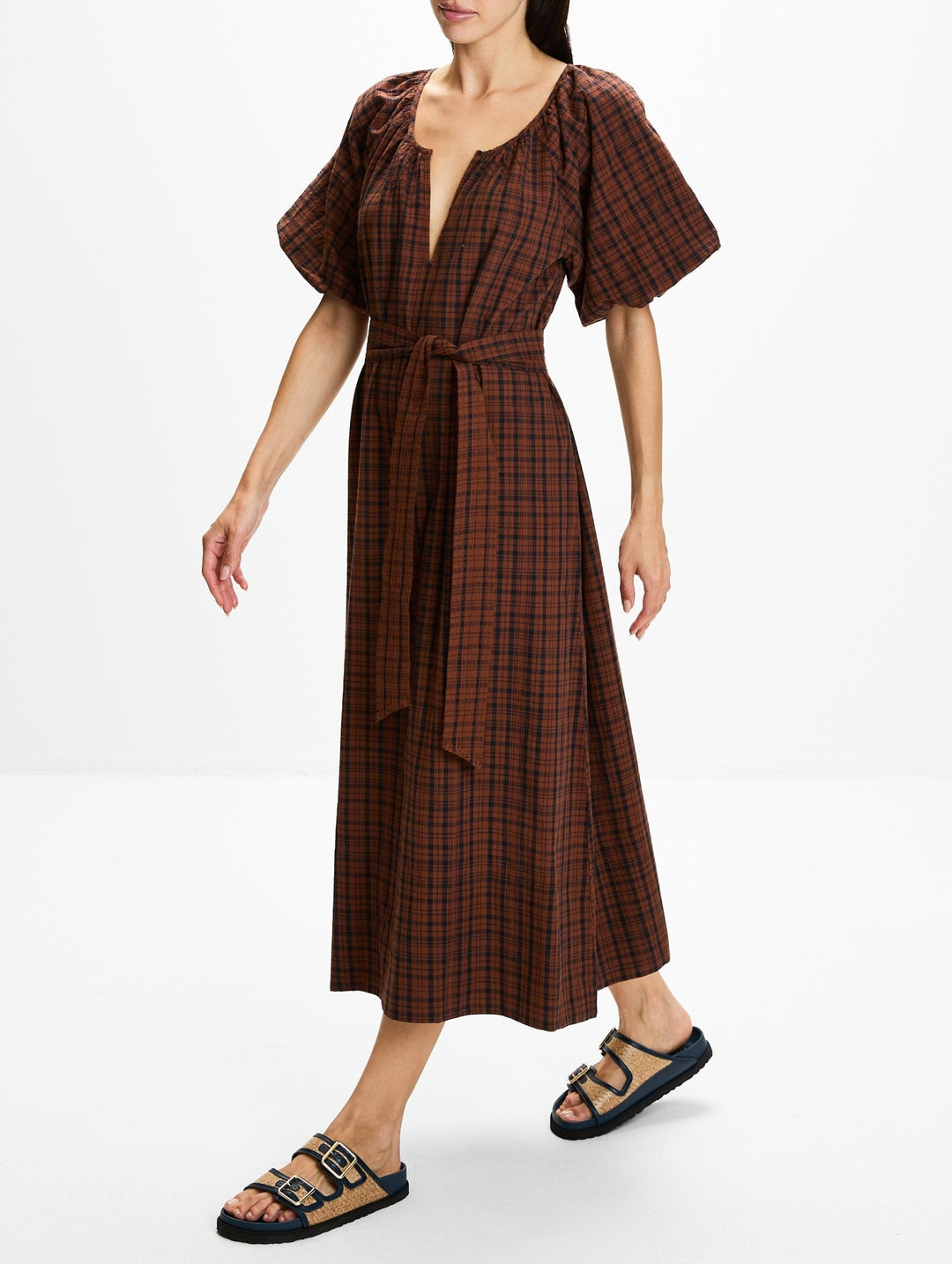 The Great -The Fairground Dress in Woodcrest Plaid - Kalifornia Jean Bar