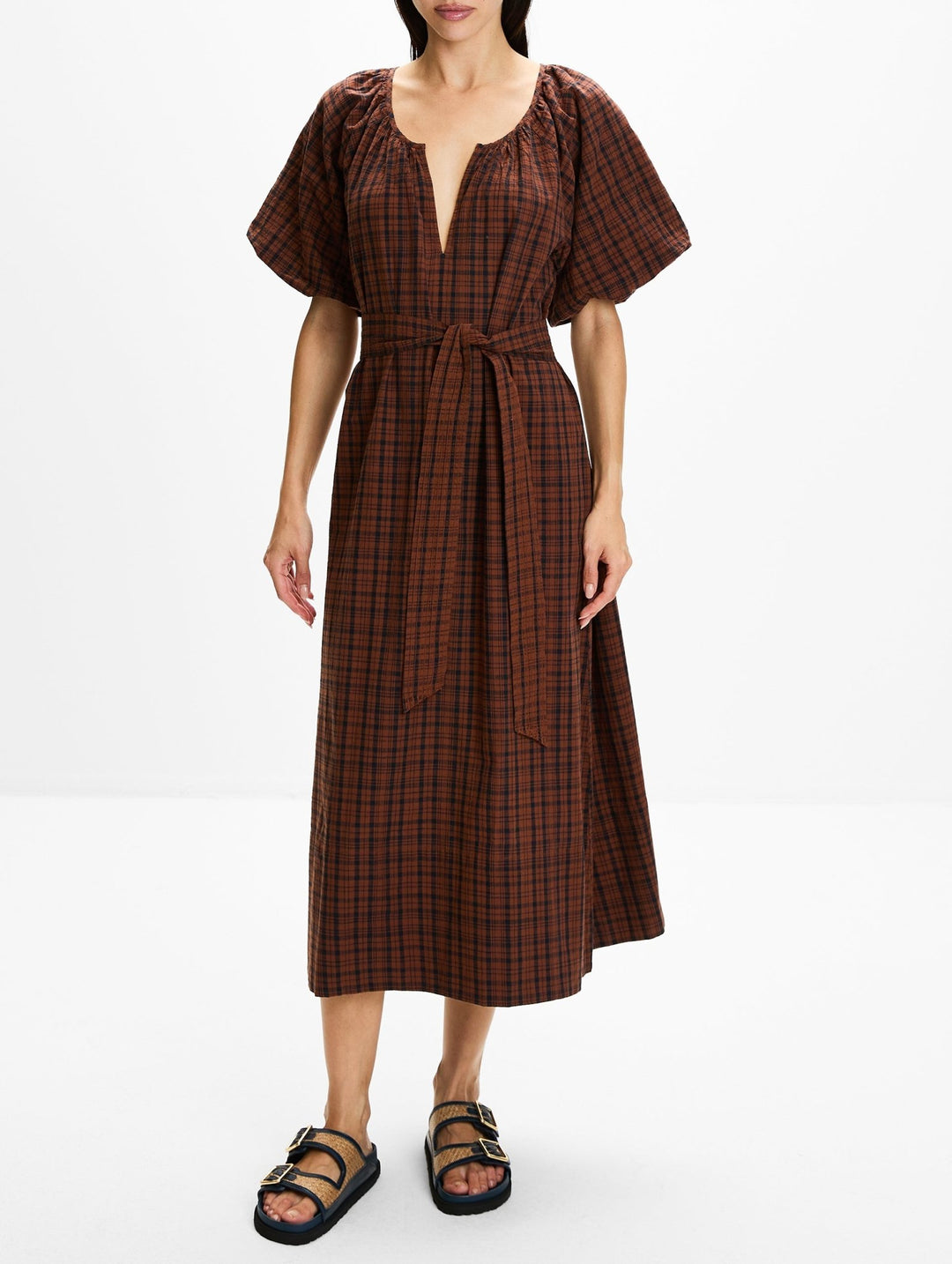 The Great -The Fairground Dress in Woodcrest Plaid - Kalifornia Jean Bar