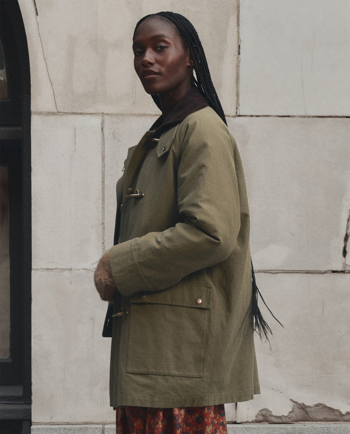The Great - The Firefighter Jacket in Olive with Chocolate - Kalifornia Jean Bar