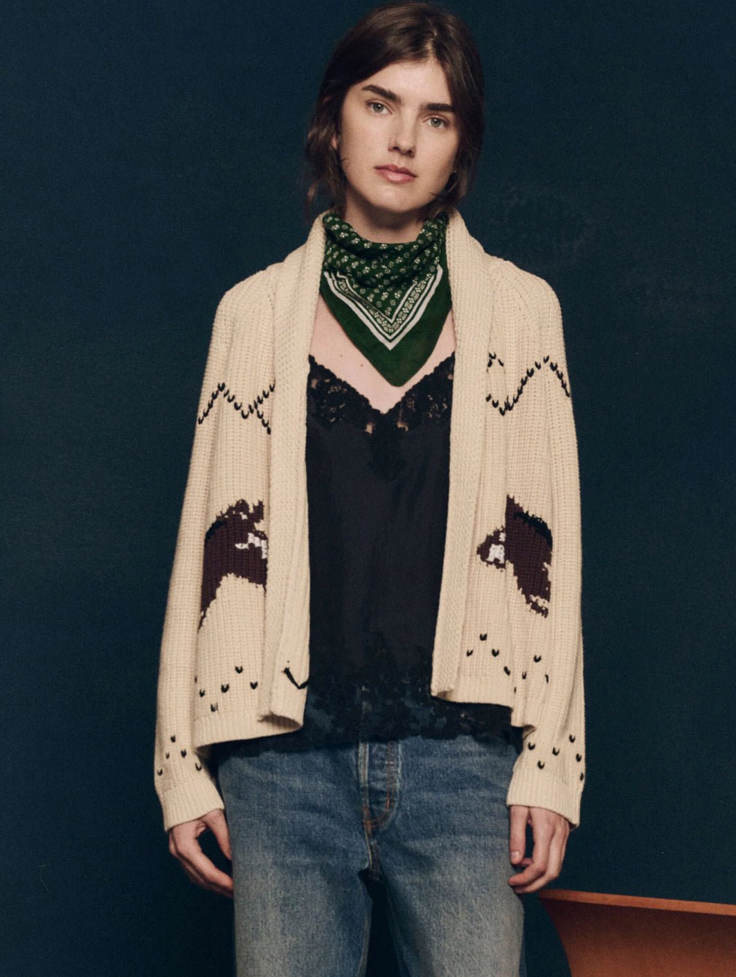 The Great - The Horse Lodge Cardigan in Cream - Kalifornia Jean Bar